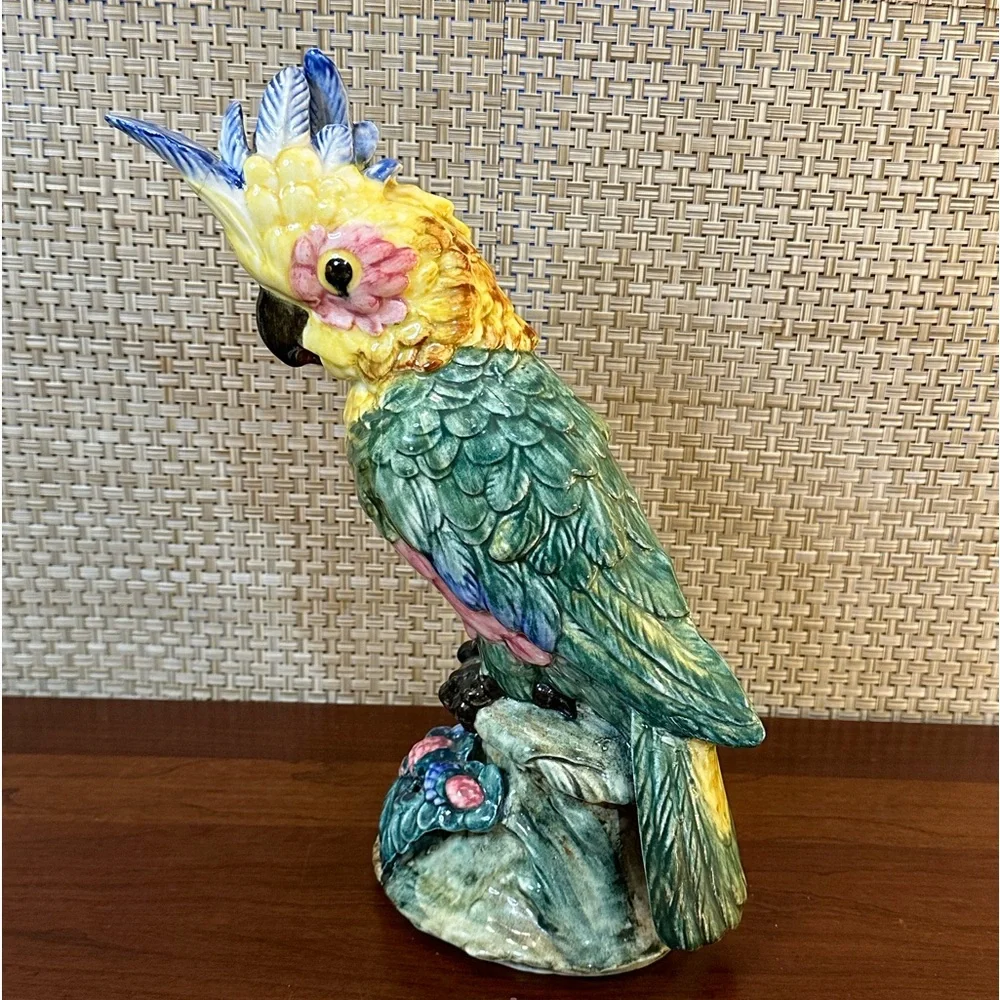 🌟3xHP🌟VTG 1950s Stangl Art Pottery Large Cockatoo Majolica Style Figurine USA - Picture 4 of 17